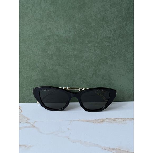 NEW Gucci GG1968S Black CryPearltal Cat Eye Sunglasses $665 main image 5